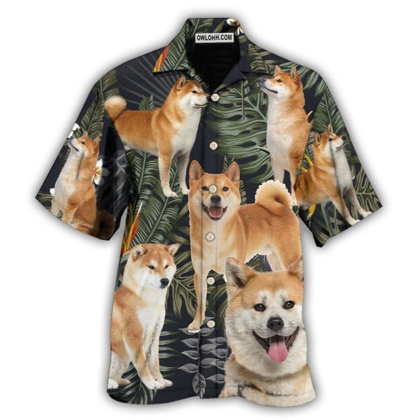 Akita Dog Tropical Leaf Dark Style - Hawaiian Shirt Jezsport.com