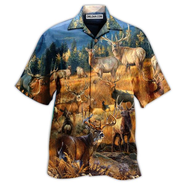 Deer All Good Things Are Wild And Free Deer - Hawaiian Shirt Jezsport.com