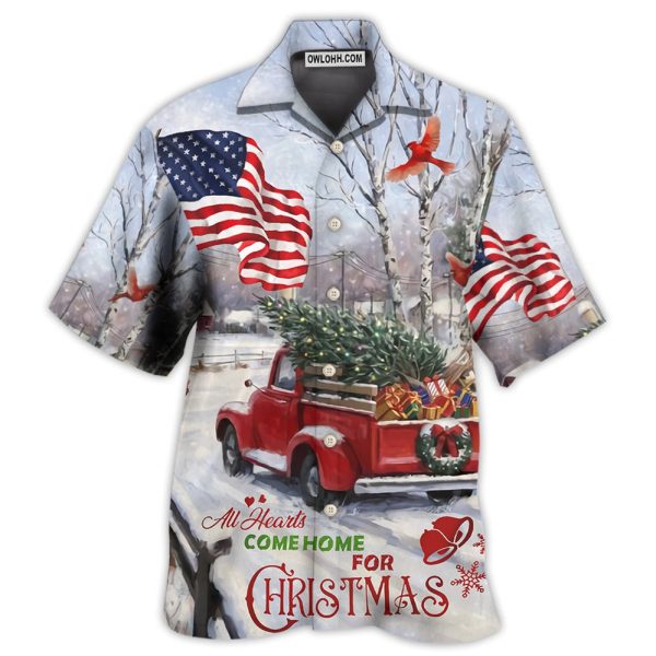 Truck All Hearts Come Home For Christmas Truck With Cardinal And Snow - Hawaiian Shirt Jezsport.com