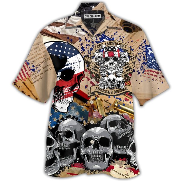 America 2nd Amendment Skull - Hawaiian Shirt Jezsport.com