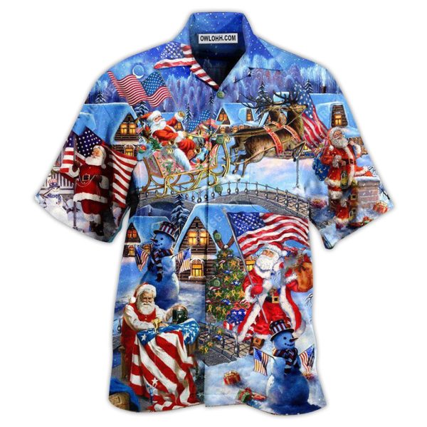 Christmas America Christmas Patriotic Santa Claus - Hawaiian Shirt Jezsport.com