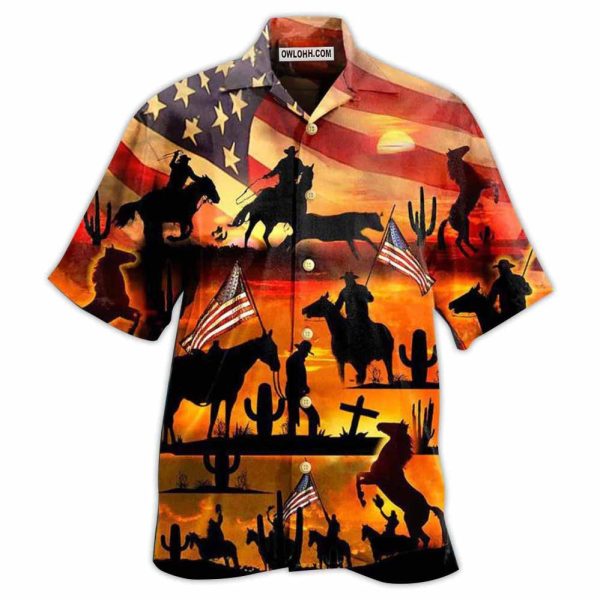 Cowboy American Love Life Sunset - Hawaiian Shirt Jezsport.com