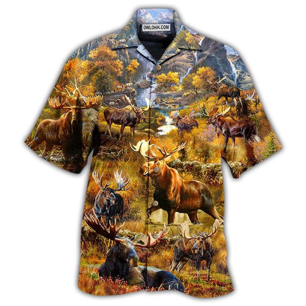 Moose Spend Time In The Woods - Hawaiian Shirt Jezsport.com