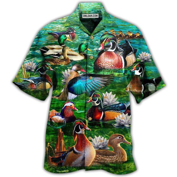 Duck All You Need Is Love And A Duck In Green - Hawaiian Shirt Jezsport.com