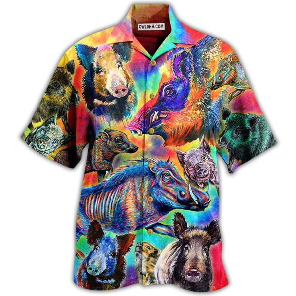 Boar Colorful Wild Boar In Colorful Background - Hawaiian Shirt Jezsport.com