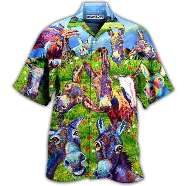 Donkey Be Smart Be Badass In Green Grass - Hawaiian Shirt Jezsport.com