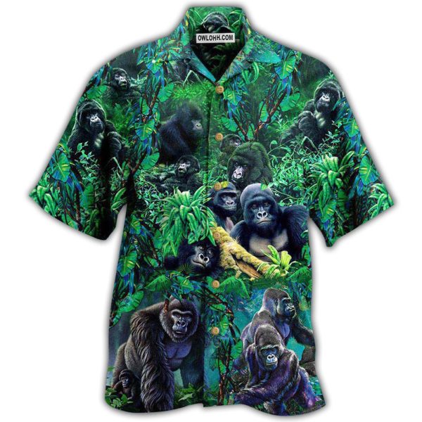 Gorilla Animals Family Of Gorillas In The Jungle Together - Hawaiian Shirt Jezsport.com