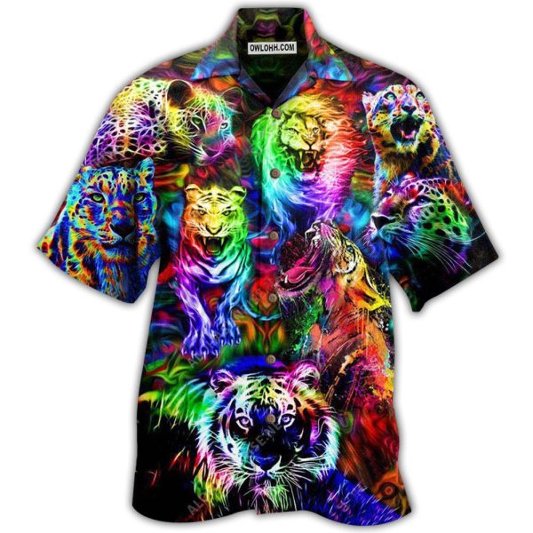 Animals King Of The Jungle Lion Tiger Leopard With Full Colors - Hawaiian Shirt Jezsport.com