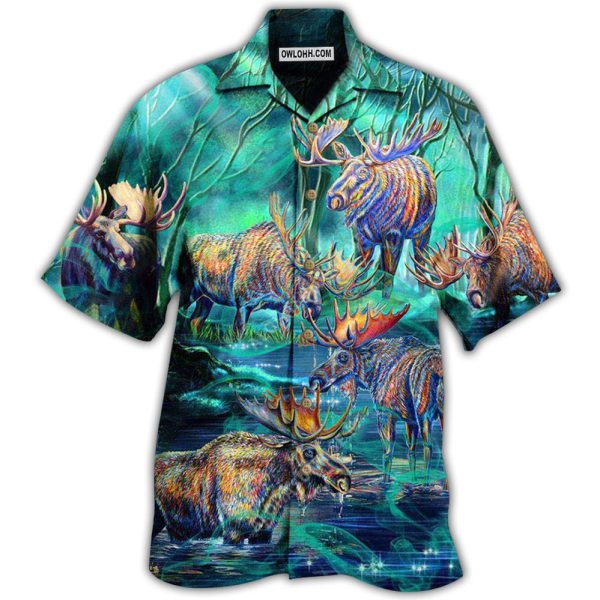 Moose Animals Life Is Better With A Moose Next To Stream - Hawaiian Shirt Jezsport.com