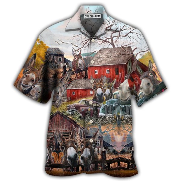 Donkey Animals Love Farm And Happiness Together - Hawaiian Shirt Jezsport.com