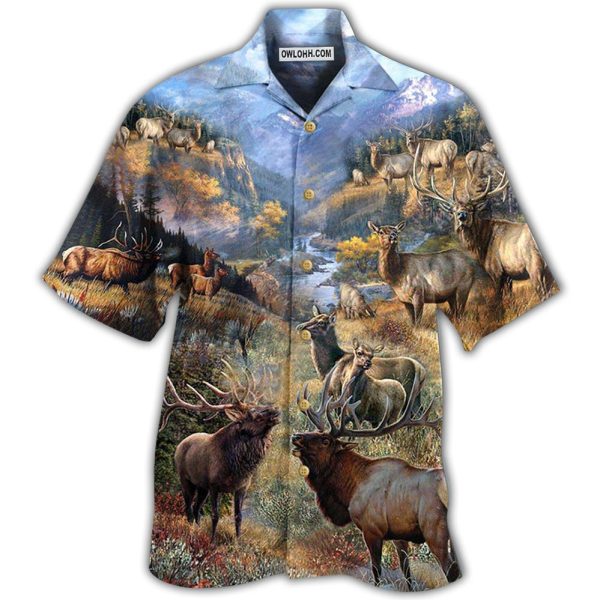 Elk Animals Beautiful Country - Hawaiian Shirt Jezsport.com