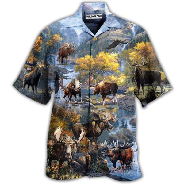 Moose Make Me Happy Everyday - Hawaiian Shirt Jezsport.com