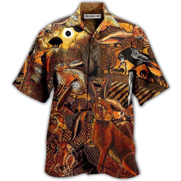 Animals Spooky Hares On The Fields - Hawaiian Shirt Jezsport.com