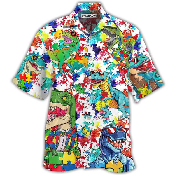 Autism Dinosaur Mix Color - Hawaiian Shirt Jezsport.com