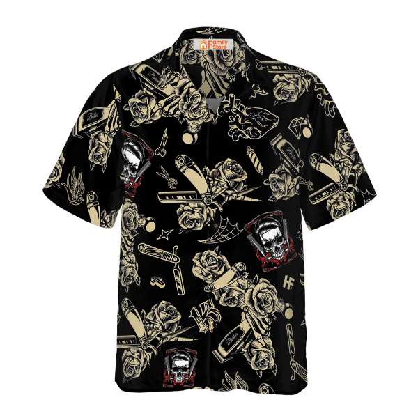 Barber Shop Skull Hawaiian Shirt Jezsport.com