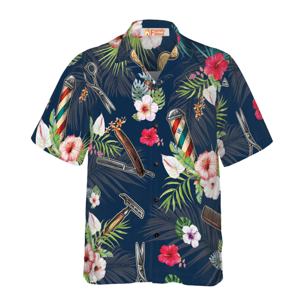 Barber Tools Tropical Pattern Hawaiian Shirt Jezsport.com