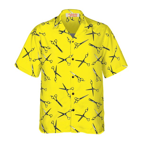 Barber Yellow Scissors For Professional Barber Hawaiian Shirt Jezsport.com