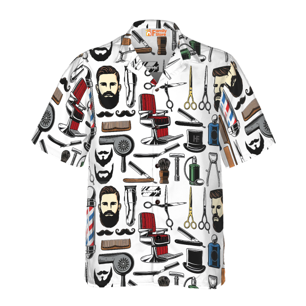 Barbershop Haircut & Shave Tools Hawaiian Shirt Jezsport.com