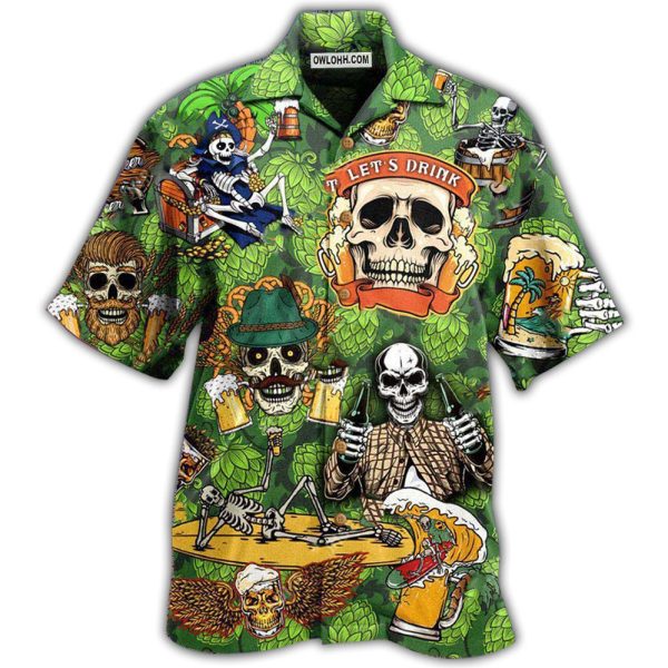 Beer It's Beer Time Skull - Hawaiian Shirt Jezsport.com