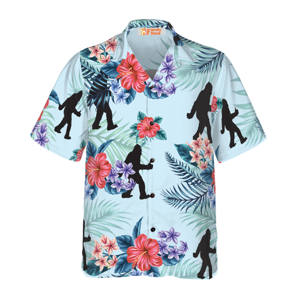 Arctic Blue Texas Floral And Leaves Bigfoot Hawaiian Shirt Jezsport.com