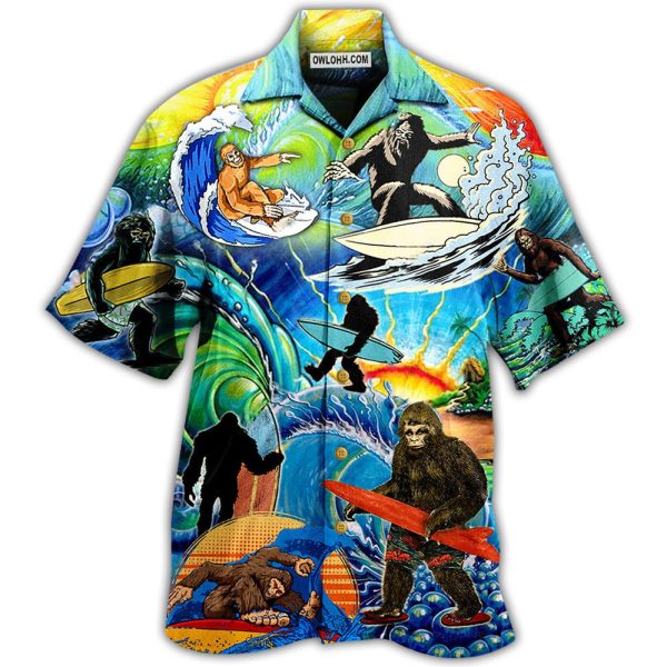 Bigfoot Loves Cool Surfing - Hawaiian Shirt Jezsport.com