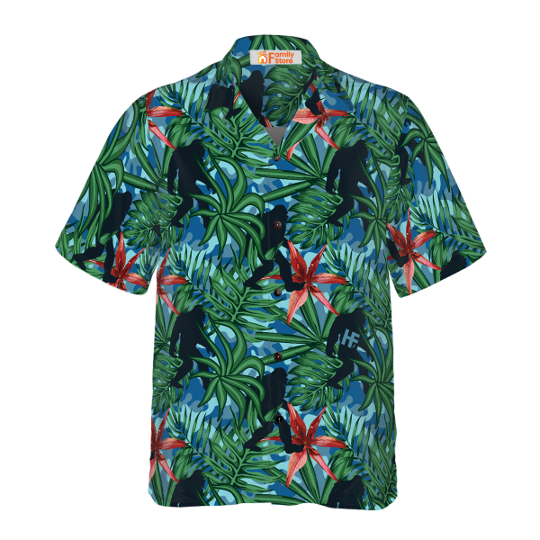 Bigfoot Silhouette Walking Bigfoot Hawaiian Shirt Jezsport.com