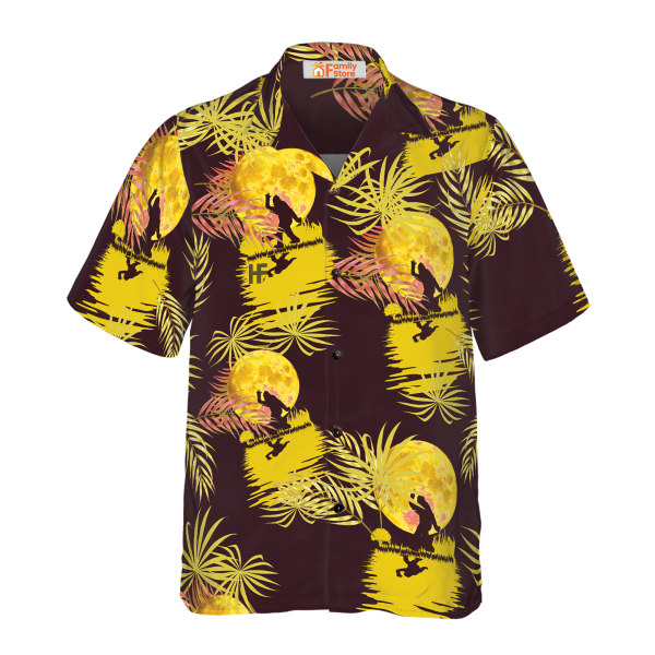 Bigfoot Tropical Yellow Moon Bigfoot Hawaiian Shirt Jezsport.com