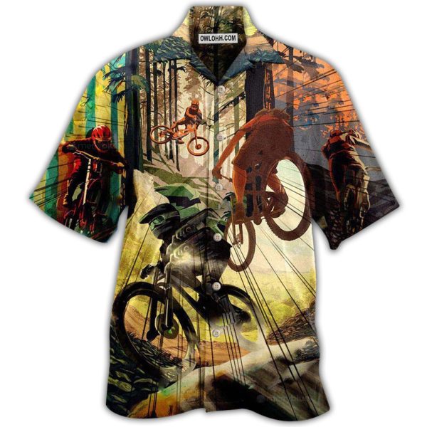 Bike Never Underestimate A Man With Mountain Bike With Sunshine - Hawaiian Shirt Jezsport.com