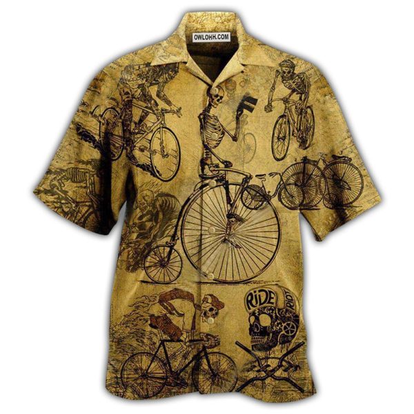 Bike Skull Born To Ride Ride To Live Vintage - Hawaiian Shirt Jezsport.com