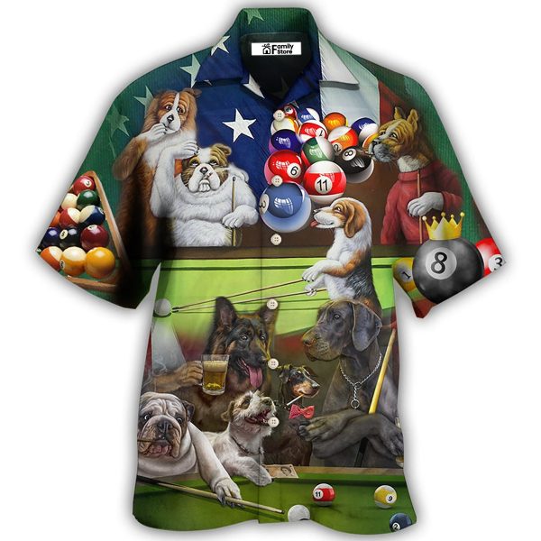 Billiard Independence Day Funny Dogs - Hawaiian Shirt Jezsport.com