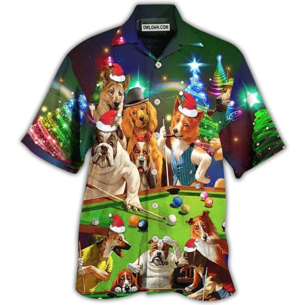 Billiard Vintage Dogs Merry Christmas - Hawaiian Shirt Jezsport.com