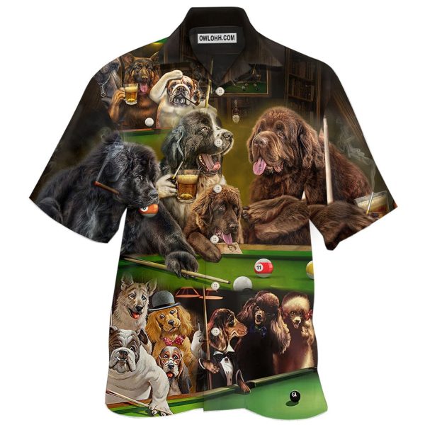 Billiard Dogs Play Billiard Funny - Hawaiian Shirt Jezsport.com