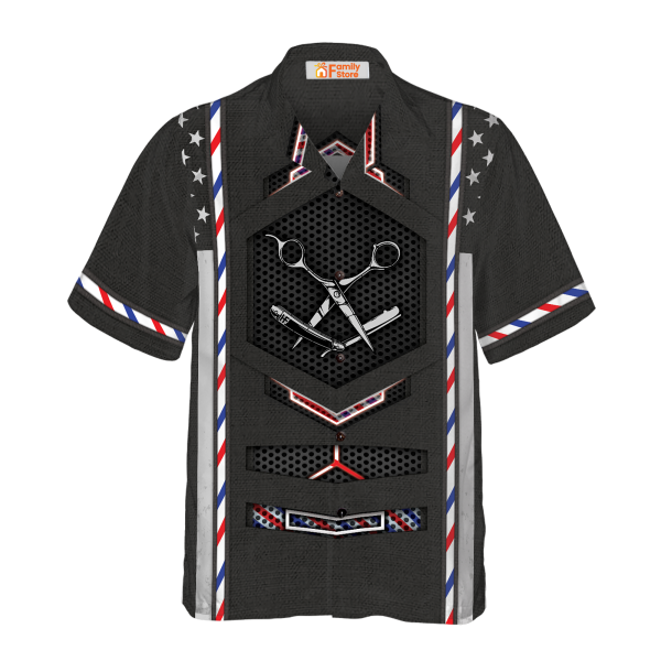 Black American Flag Barber Hawaiian Shirt Jezsport.com