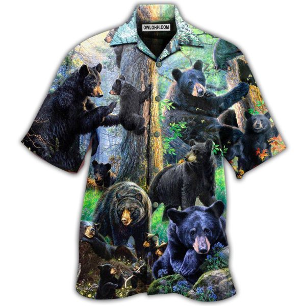 Bear Black Bear Family Into Spring - Hawaiian Shirt Jezsport.com