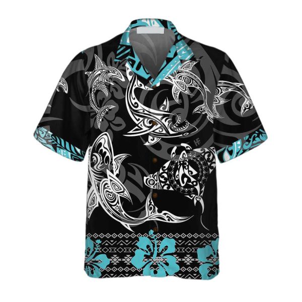 Blue Shark Hawaiian Shirt, Shark Print Shirt Jezsport.com