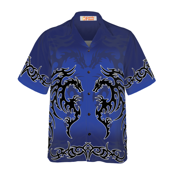 Blue Tribal Dragon Hawaiian Shirt Jezsport.com