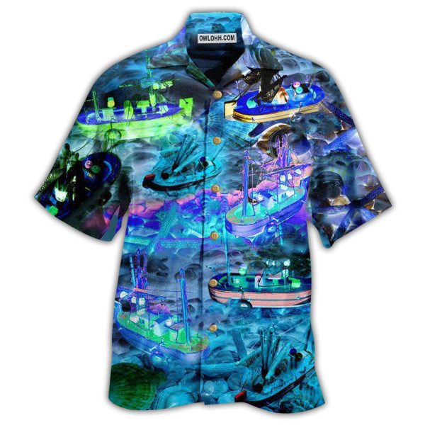 Boat Boat Blue Life Is Good On Our Boat - Hawaiian Shirt Jezsport.com