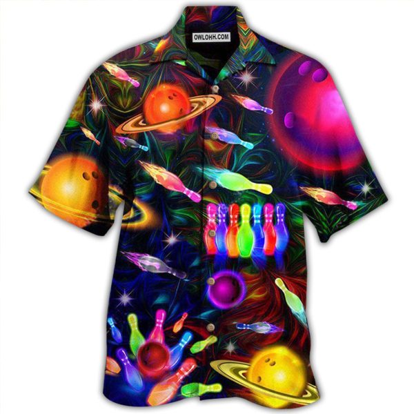 Bowling Neon Space Strike The Universe - Hawaiian Shirt Jezsport.com