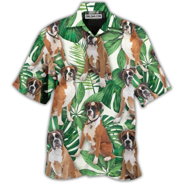 Boxer Dog Tropical Leaf Style - Hawaiian Shirt Jezsport.com