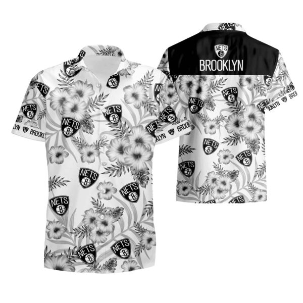 Brooklyn Nets Tropical Flower Short Sleeve Hawaiian Shirt summer shirt Jezsport.com