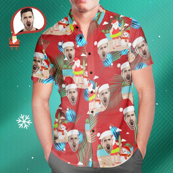 Custom Face Merry Christmas Santa Claus Hawaiian Shirt Jezsport.com