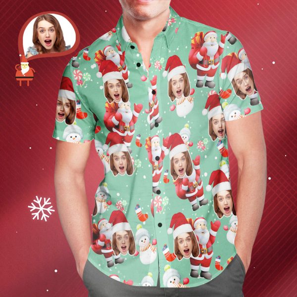 Custom Face Christmas Gift Snowman Hawaiian Shirt For Men Jezsport.com