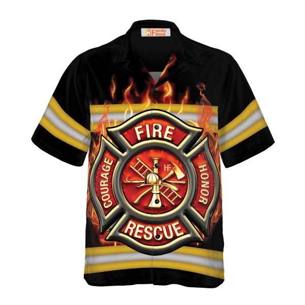 Courage And Honor Fire Dept Badge Firefighter Hawaiian Shirt Jezsport.com