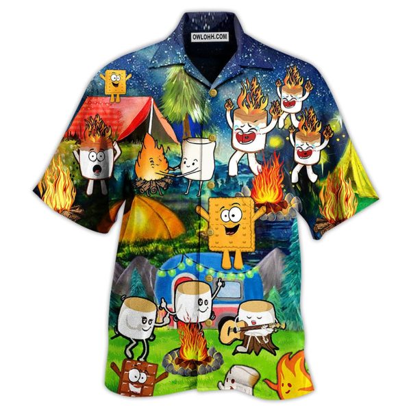 Camping Chocolate Marshmallow Fire - Hawaiian Shirt Jezsport.com