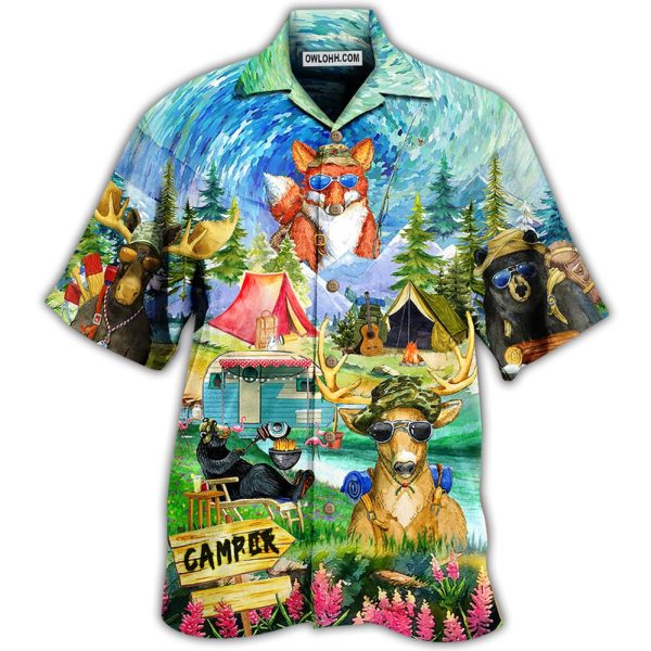 Camping Happy Animals - Hawaiian Shirt Jezsport.com