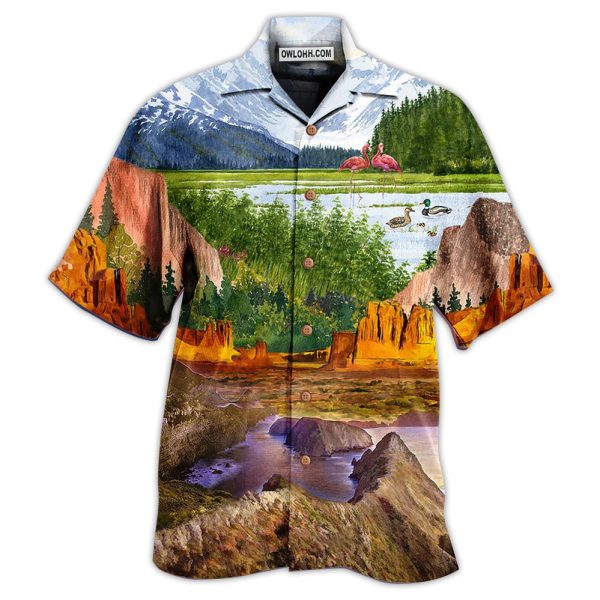 Camping Love Flamingo Landscape - Hawaiian Shirt Jezsport.com