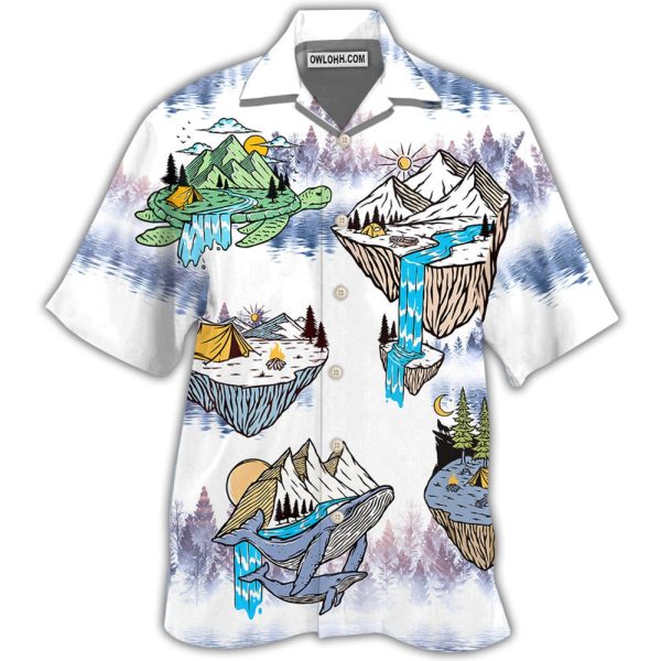 Camping Turtle And Shark - Hawaiian Shirt Jezsport.com