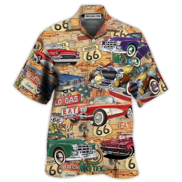 Car The Mother Road Route 66 Road Trip Vintage - Hawaiian Shirt Jezsport.com