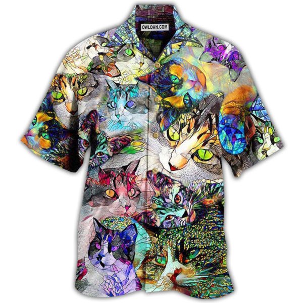 Cat Amazing Stained Glass - Hawaiian Shirt Jezsport.com