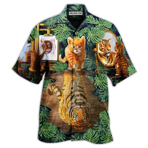 Cat And Tiger Leaf - Hawaiian Shirt Jezsport.com